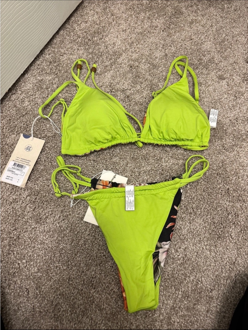 Maaji Neon Lime Triangle Bikini Set